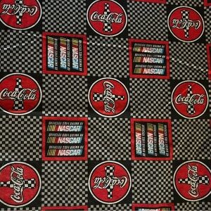 NASCAR Coca Cola Auto Racing Fabric 27 1/2” And 43” Wide